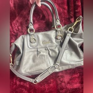 Coach LARGE Ashley Sabrina Metallic Leather Satchel Duffle F15447